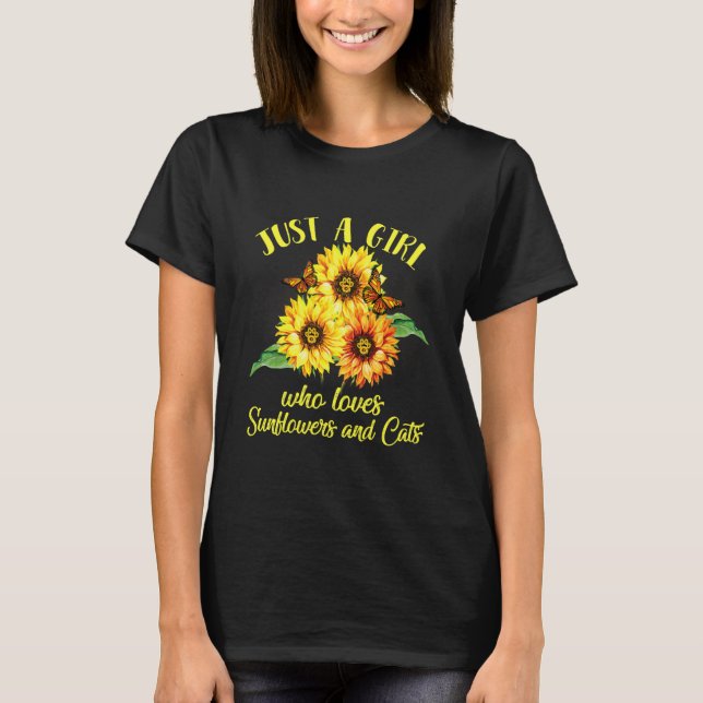 Just A Girl Who Loves Sunflowers And Cats Mothers T-Shirt (Front)