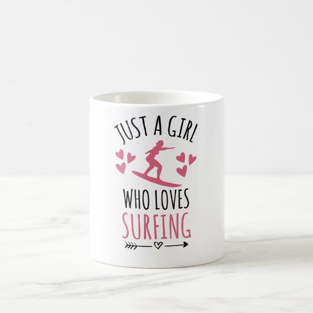 Just A Girl Who Loves Surfing | Surfer Girl Gift Coffee Mug (Center)