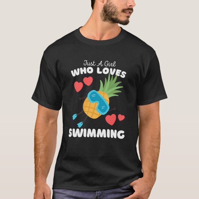 Just A Girl Who Loves Swimming  Cute Girls Swimmin T-Shirt (Front)