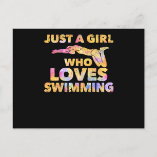 Just A Girl Who Loves Swimming Funny Swim Girls Postcard