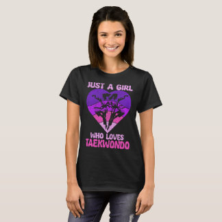 Just A Girl Who Loves Taekwondo Heart Retro Sunset T-Shirt