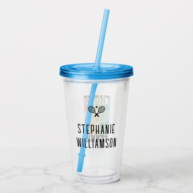 Just a girl who loves Tennis | Tennis Player Gifts Acrylic Tumbler (Back)