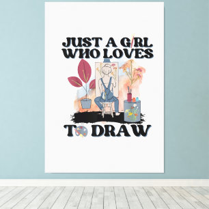 Just a Girl Who Loves to Draw Canvas Print
