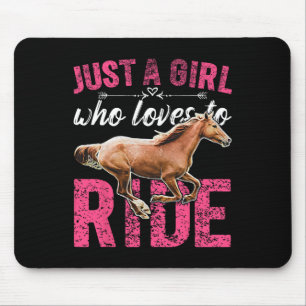 Just A Girl Who Loves To Ride Horses Horseback Rid Mouse Mat
