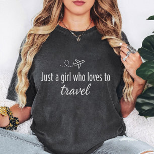 Just A Girl Who Loves To Travel Aeroplane Design T-Shirt