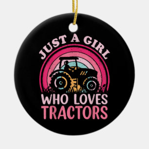 Just A Girl Who Loves Tractors Ceramic Tree Decoration