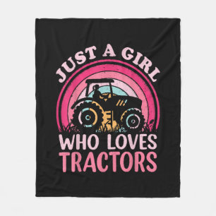 Just A Girl Who Loves Tractors Fleece Blanket
