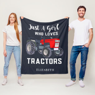 Just A Girl Who Loves Tractors Fleece Blanket