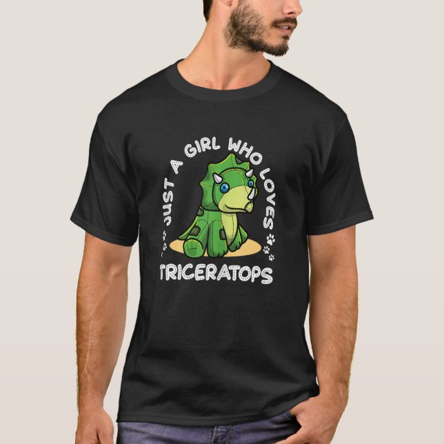 Just A Girl Who Loves Triceratops Dinosaur T-Shirt (Front)