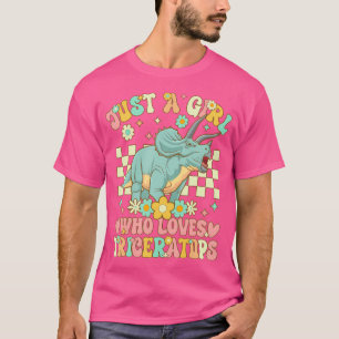 Just A Girl Who Loves Triceratops Groovy Dinosaur T-Shirt