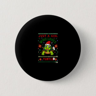 Just A Girl Who Loves Turtle Matching Christmas Pa 6 Cm Round Badge