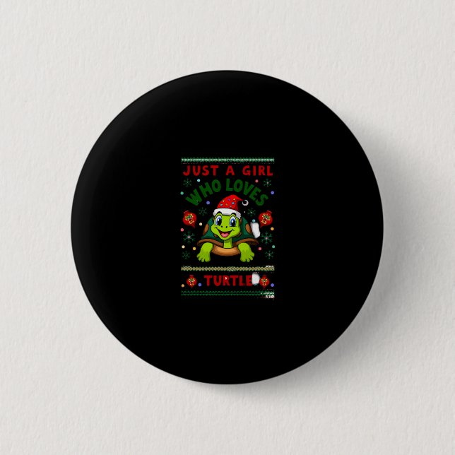 Just A Girl Who Loves Turtle Matching Christmas Pa 6 Cm Round Badge (Front)