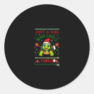 Just A Girl Who Loves Turtle Matching Christmas Pa Classic Round Sticker