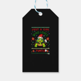 Just A Girl Who Loves Turtle Matching Christmas Pa Gift Tags