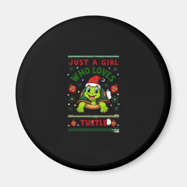 Just A Girl Who Loves Turtle Matching Christmas Pa Magnet (Front)
