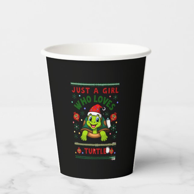 Just A Girl Who Loves Turtle Matching Christmas Pa Paper Cups (Front)