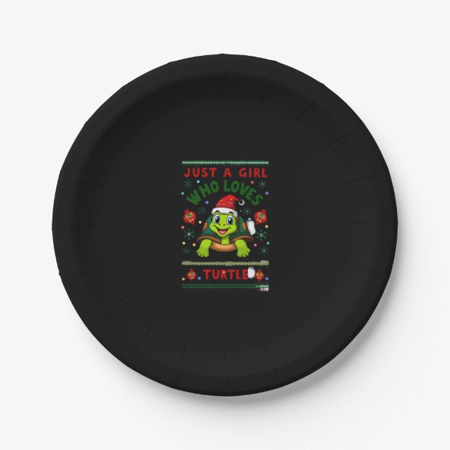 Just A Girl Who Loves Turtle Matching Christmas Pa Paper Plate (Front)
