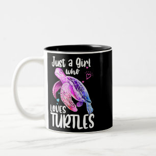 Just A Girl Who Loves Turtles Cute Turtle Girls Wo Two-Tone Coffee Mug