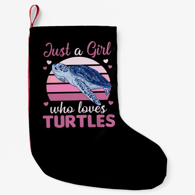 Just A Girl who Loves Turtles - cute Turtle Small Christmas Stocking (Front)