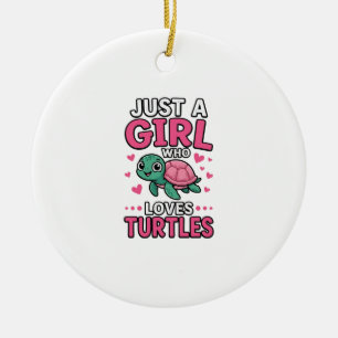 Just a Girl Who Loves Turtles Cute Turtle Vector D Ceramic Tree Decoration