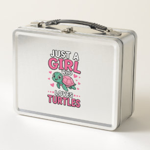 Just a Girl Who Loves Turtles Cute Turtle Vector D Metal Lunch Box