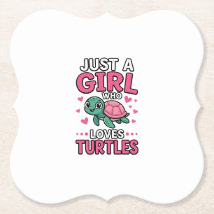 Just a Girl Who Loves Turtles Cute Turtle Vector D Paper Coaster