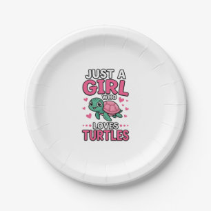 Just a Girl Who Loves Turtles Cute Turtle Vector D Paper Plate