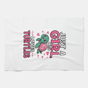 Just a Girl Who Loves Turtles Cute Turtle Vector D Tea Towel