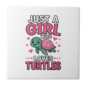 Just a Girl Who Loves Turtles Cute Turtle Vector D Tile
