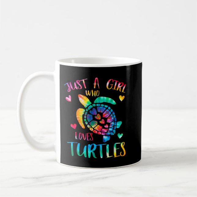 Just a Girl Who Loves Turtles Tie Dye Turtle Lover Coffee Mug (Left)
