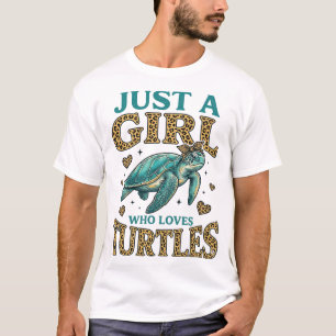 Just a Girl Who Loves Turtles Vintage Engraving De T-Shirt