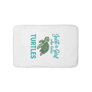 Just a Girl Who Loves Turtles Vintage Engraving Te Bath Mat