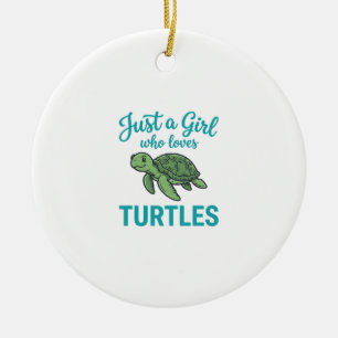 Just a Girl Who Loves Turtles Vintage Engraving Te Ceramic Tree Decoration