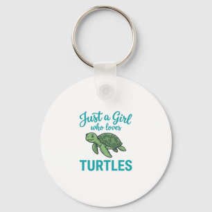 Just a Girl Who Loves Turtles Vintage Engraving Te Key Ring