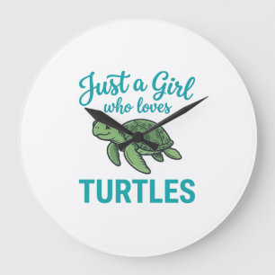 Just a Girl Who Loves Turtles Vintage Engraving Te Large Clock