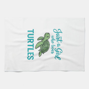 Just a Girl Who Loves Turtles Vintage Engraving Te Tea Towel