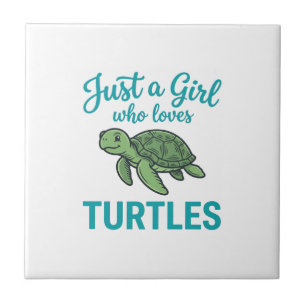 Just a Girl Who Loves Turtles Vintage Engraving Te Tile