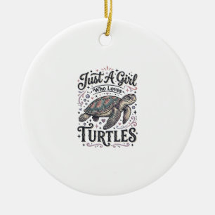 Just A Girl Who Loves Turtles Vintage Shirt Design Ceramic Tree Decoration
