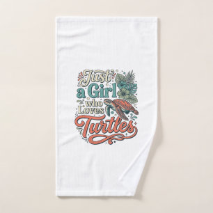 Just a Girl Who Loves Turtles Vintage Shirt Design Hand Towel