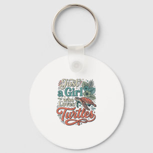 Just a Girl Who Loves Turtles Vintage Shirt Design Key Ring
