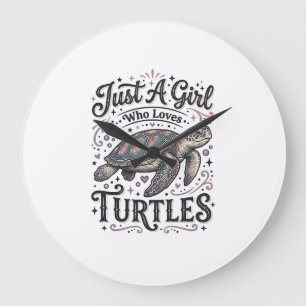Just A Girl Who Loves Turtles Vintage Shirt Design Large Clock
