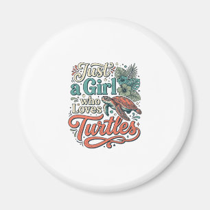 Just a Girl Who Loves Turtles Vintage Shirt Design Magnet