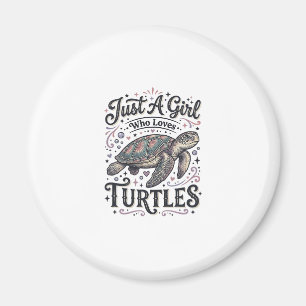 Just A Girl Who Loves Turtles Vintage Shirt Design Magnet