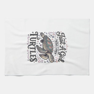 Just A Girl Who Loves Turtles Vintage Shirt Design Tea Towel