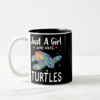 Just a Girl Who Loves Turtles Watercolor Sea Ocean Two-Tone Coffee Mug