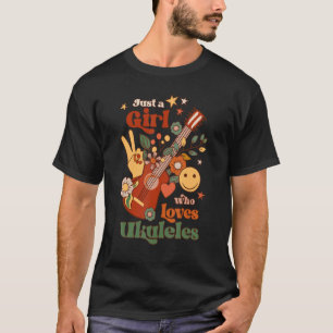 Just A Girl Who Loves Ukulele Groovy Uke Player Mu T-Shirt