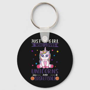Just A Girl Who Loves Unicorns And Basketball Key Ring