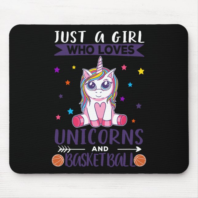 Just A Girl Who Loves Unicorns And Basketball  Mouse Mat (Front)