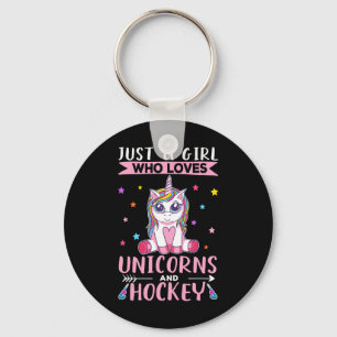 Just A Girl Who Loves Unicorns And Hockey Field Ho Key Ring