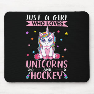 Just A Girl Who Loves Unicorns And Hockey Field Ho Mouse Mat